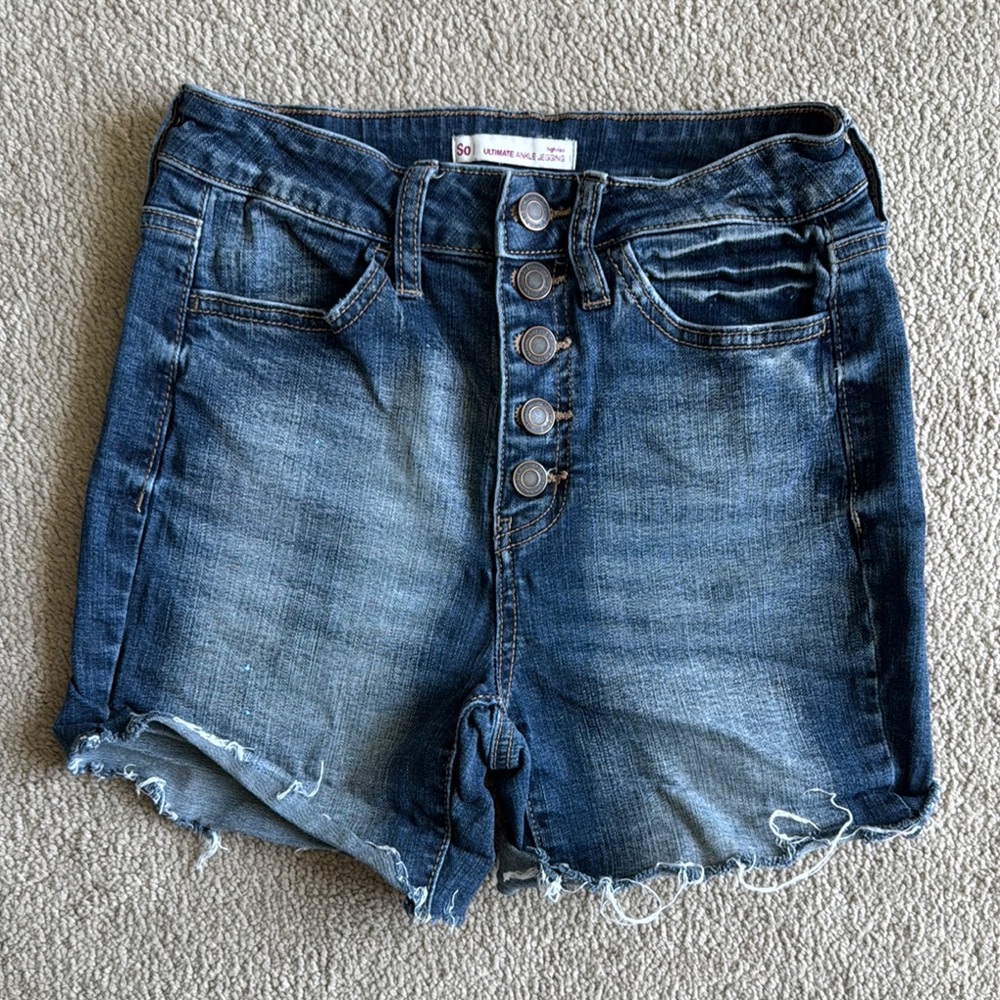 SO High-Waisted Denim Shorts with Button Fly